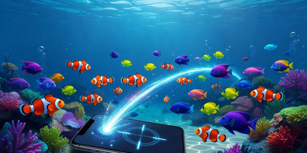Minh họa khái niệm bắn cá online nh88 với giao diện game sống động và người chơi hứng thú