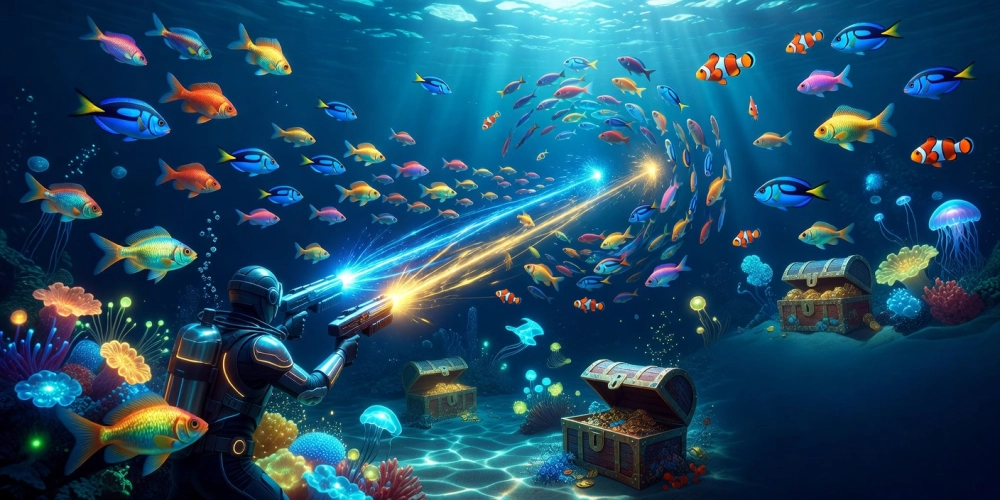 Hình ảnh trải nghiệm bắn cá vàng nh88 ocean với hiệu ứng sóng nước sống động