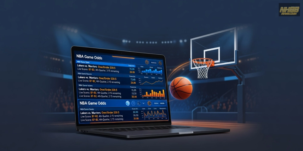 Hình ảnh minh họa cá cược bóng rổ NBA trên nền tảng NH88 với giao diện hiện đại